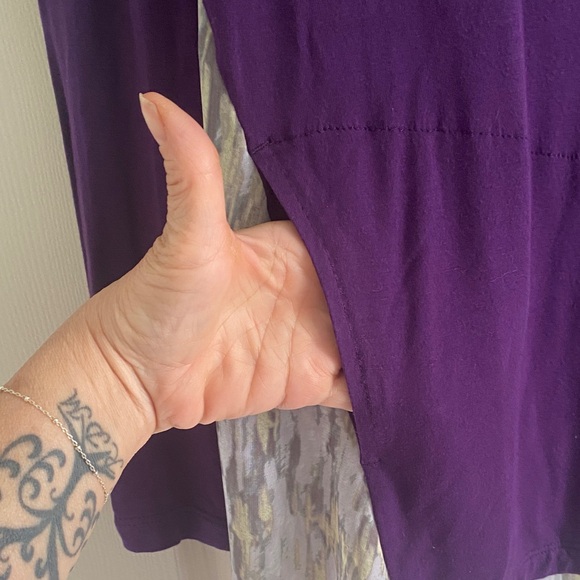 LOGO by Lori Goldstein Purple Tunic with Cream Accents - Picture 6 of 6